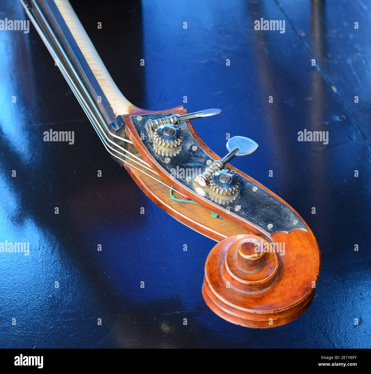 Contrabass placed in an oblique position waiting to be used in a ...