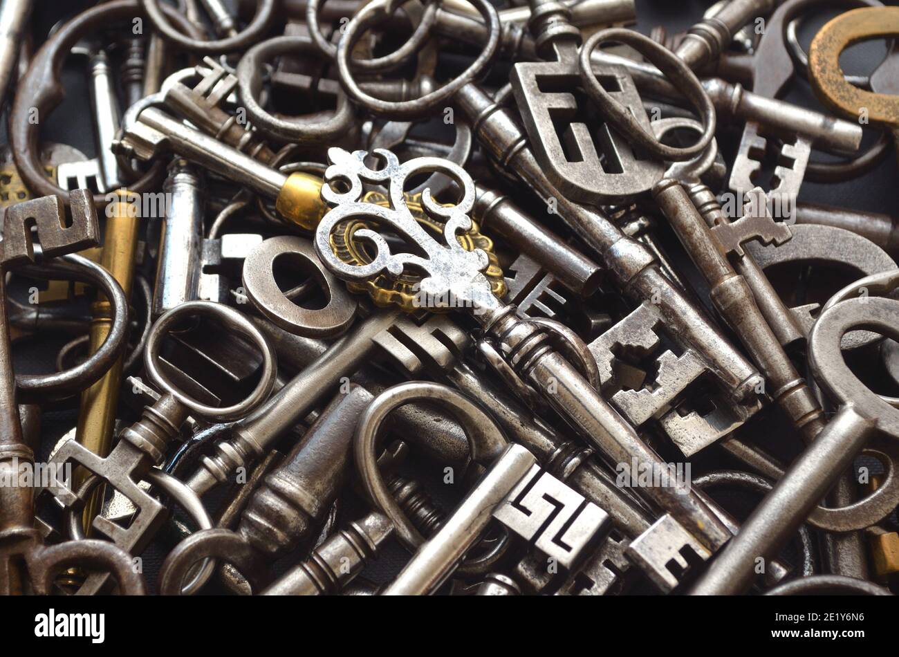 A Pile of Antique Keys background Stock Photo