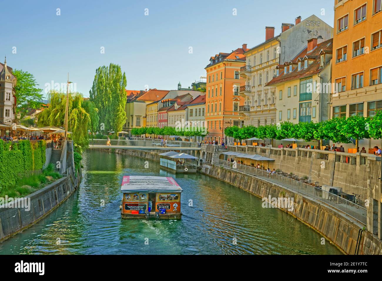 River Ljubljanica in Ljubljana city centre, capital city of Slovenia. Stock Photo