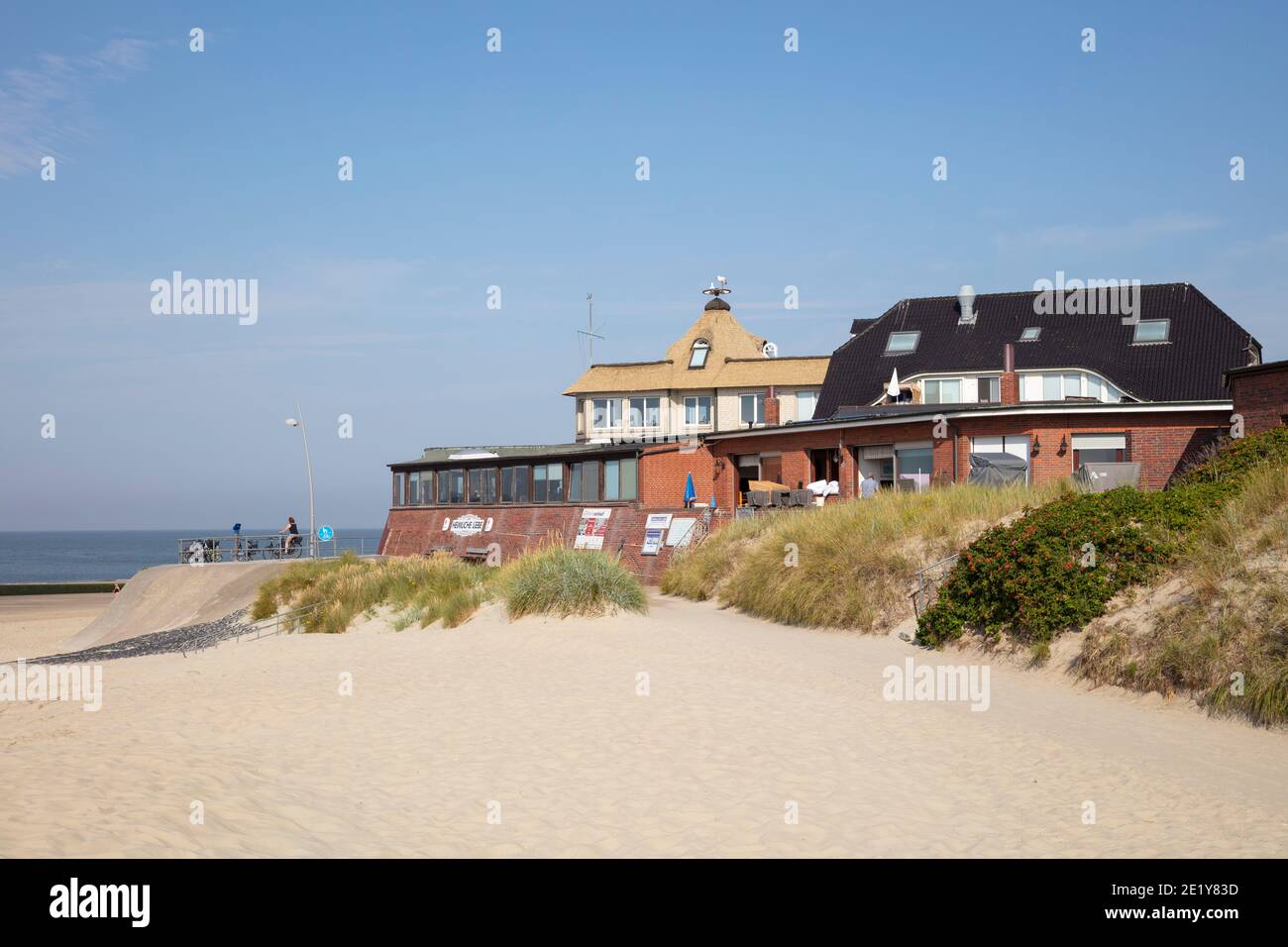 Restaurant at the beach of Borkum island, East Frisian Island, East frisia, Lower Saxony, Germany, Europe Stock Photo