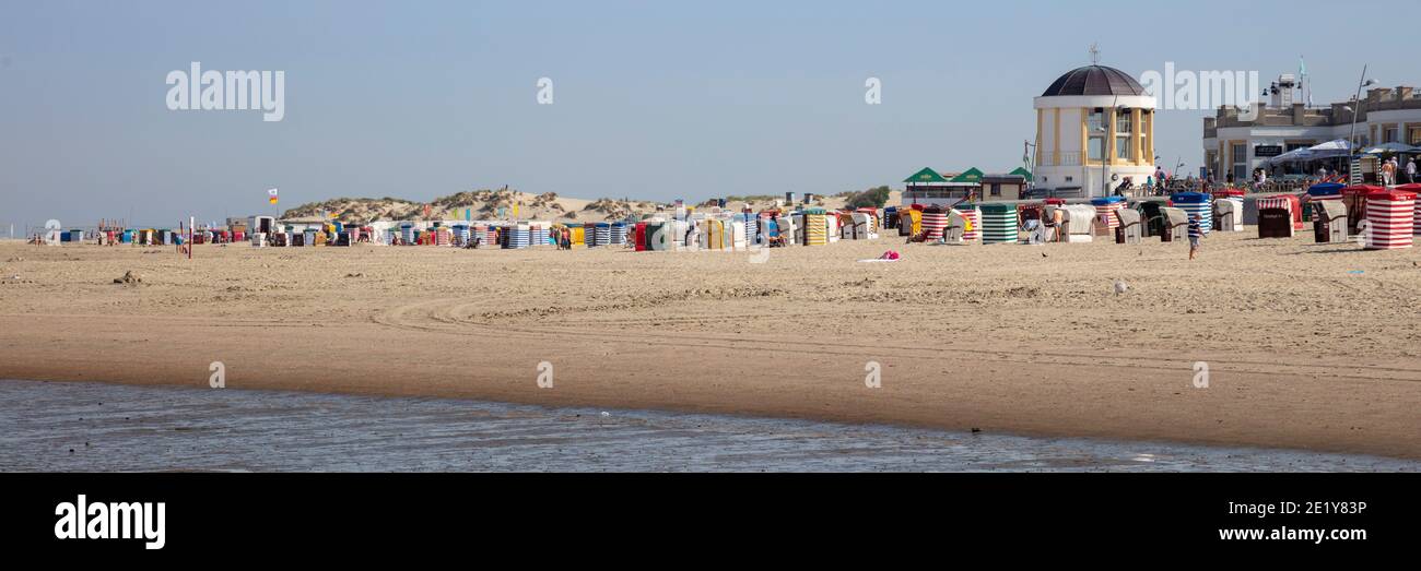 Sand beach at Borkum, East Frisian Island, East frisia, Lower Saxony, Germany, Europe Stock Photo