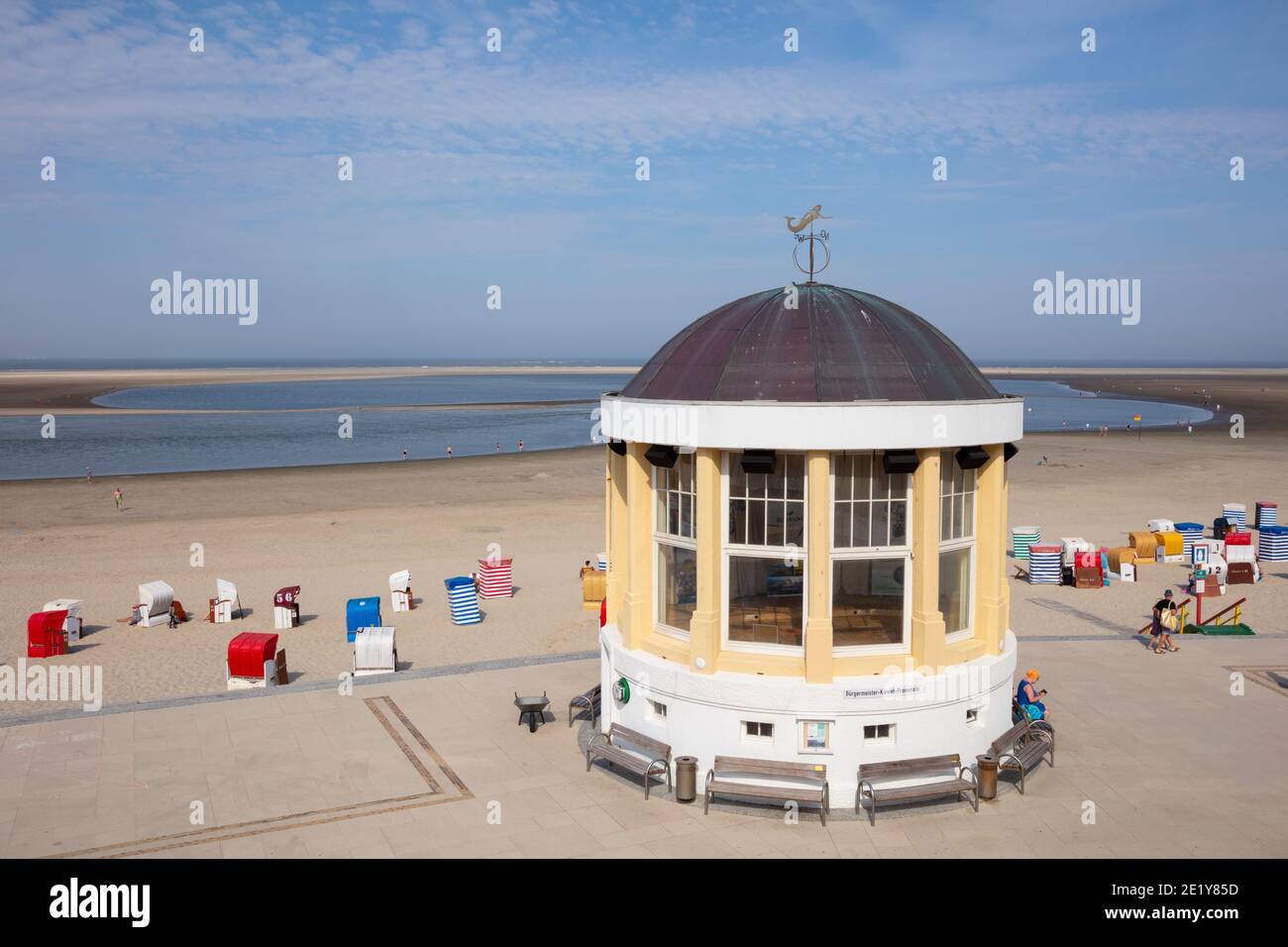 Promenade and bandstand at Borkum island, East Frisian Island, East frisia, Lower Saxony, Germany, Europe Stock Photo