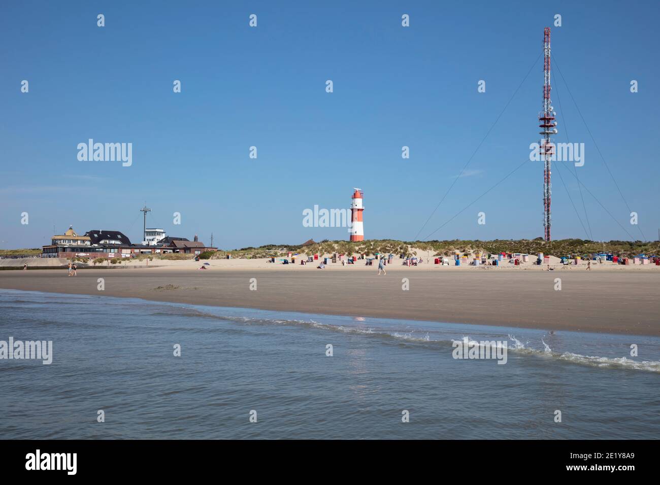 South baeach wirth electric lighthouse, Borkum East Frisian Island, East frisia, Lower Saxony, Germany, Europe Stock Photo