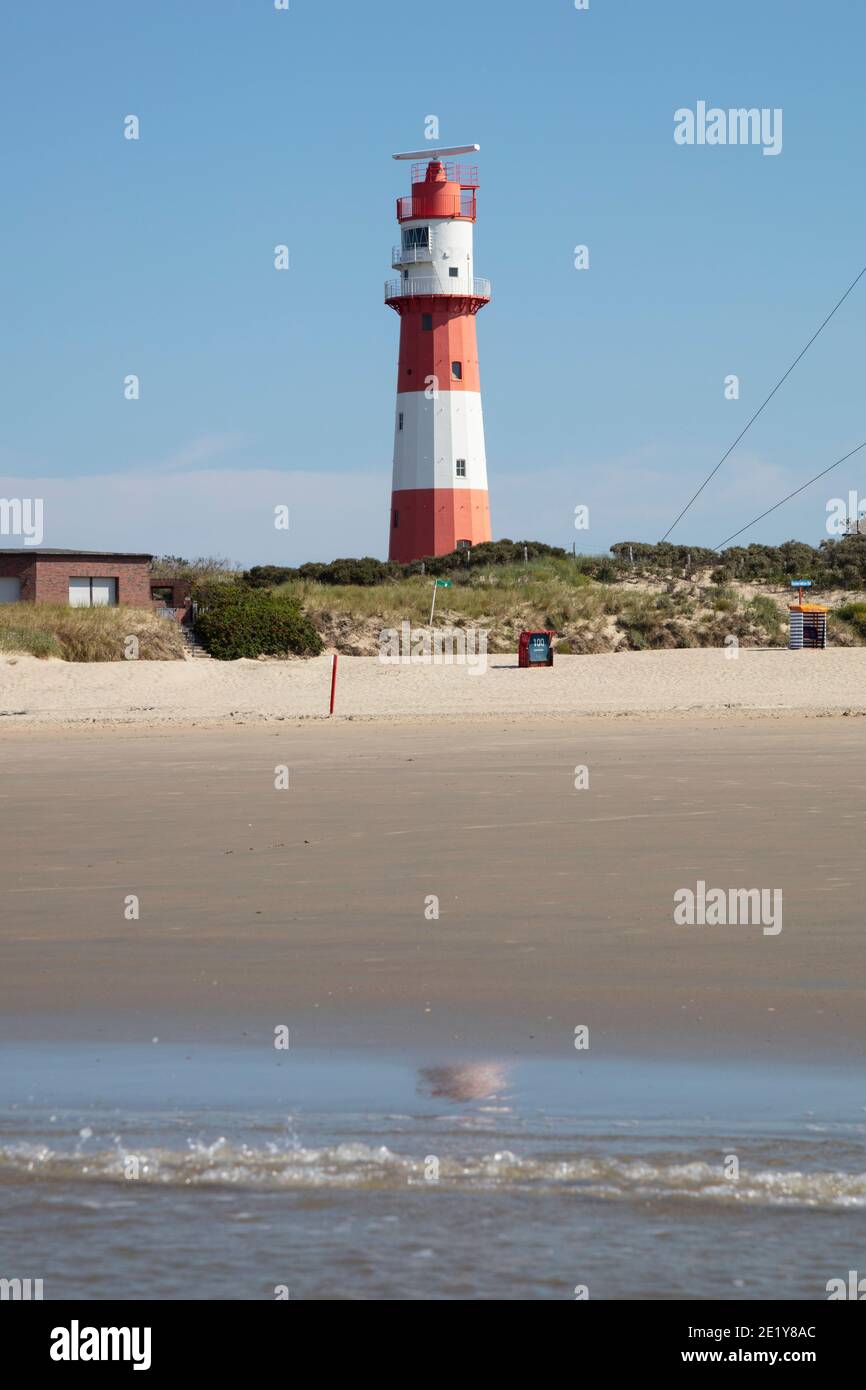 South baeach wirth electric lighthouse, Borkum East Frisian Island, East frisia, Lower Saxony, Germany, Europe Stock Photo
