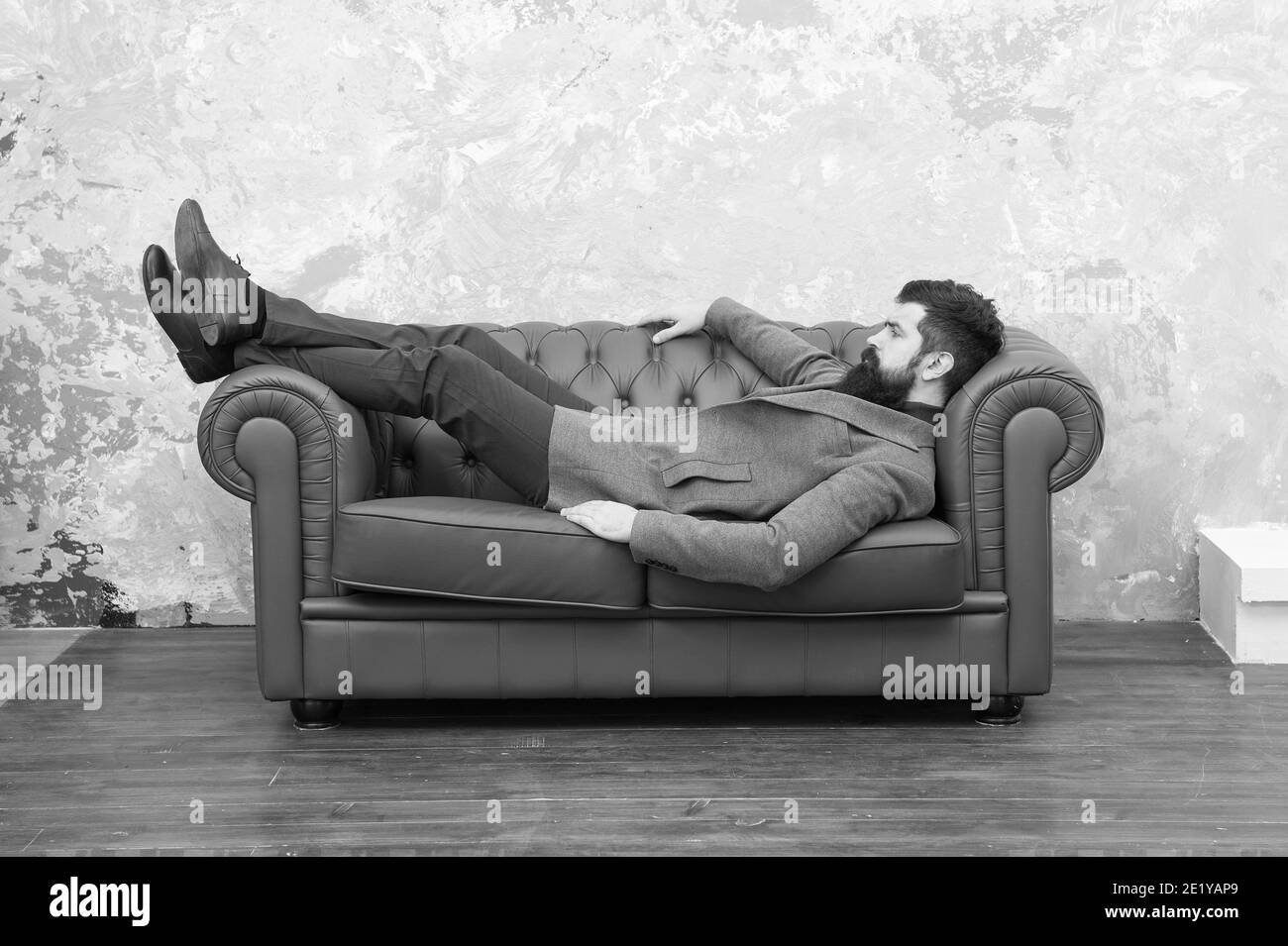 Real leather sofa Black and White Stock Photos & Images - Alamy