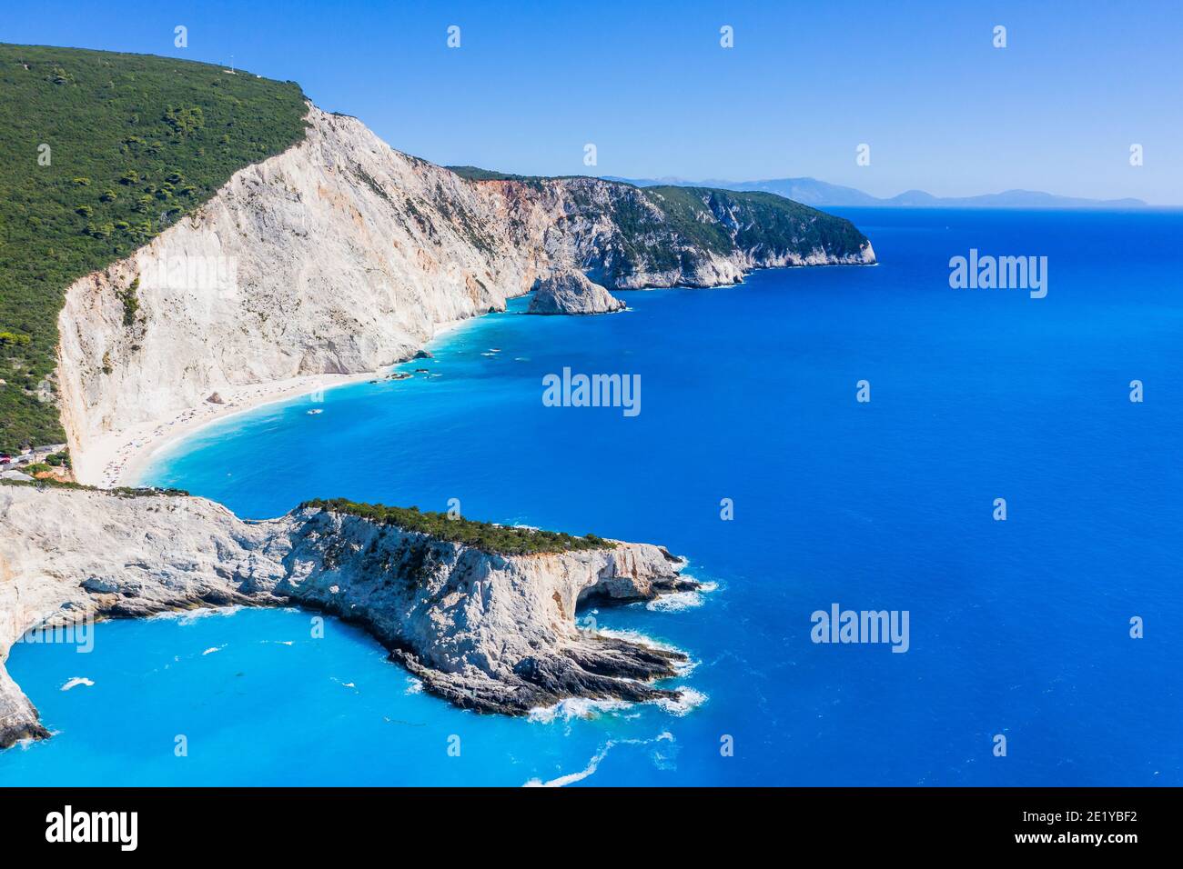 Lefkada, Greece. Aerial view of Porto Katsiki beach. Stock Photo
