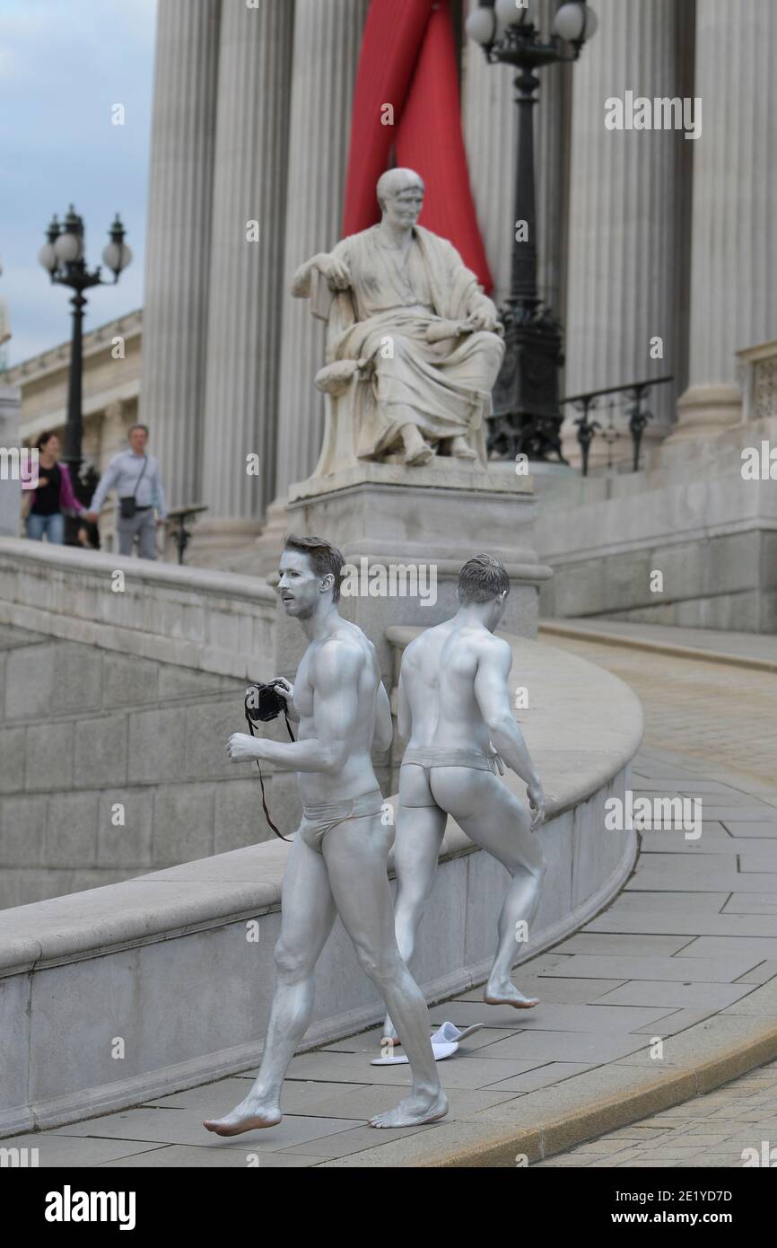 Vienna, Austria. June 10, 2017. Life Ball 2017 in Vienna. Life Ball visitors with body painting. Stock Photo