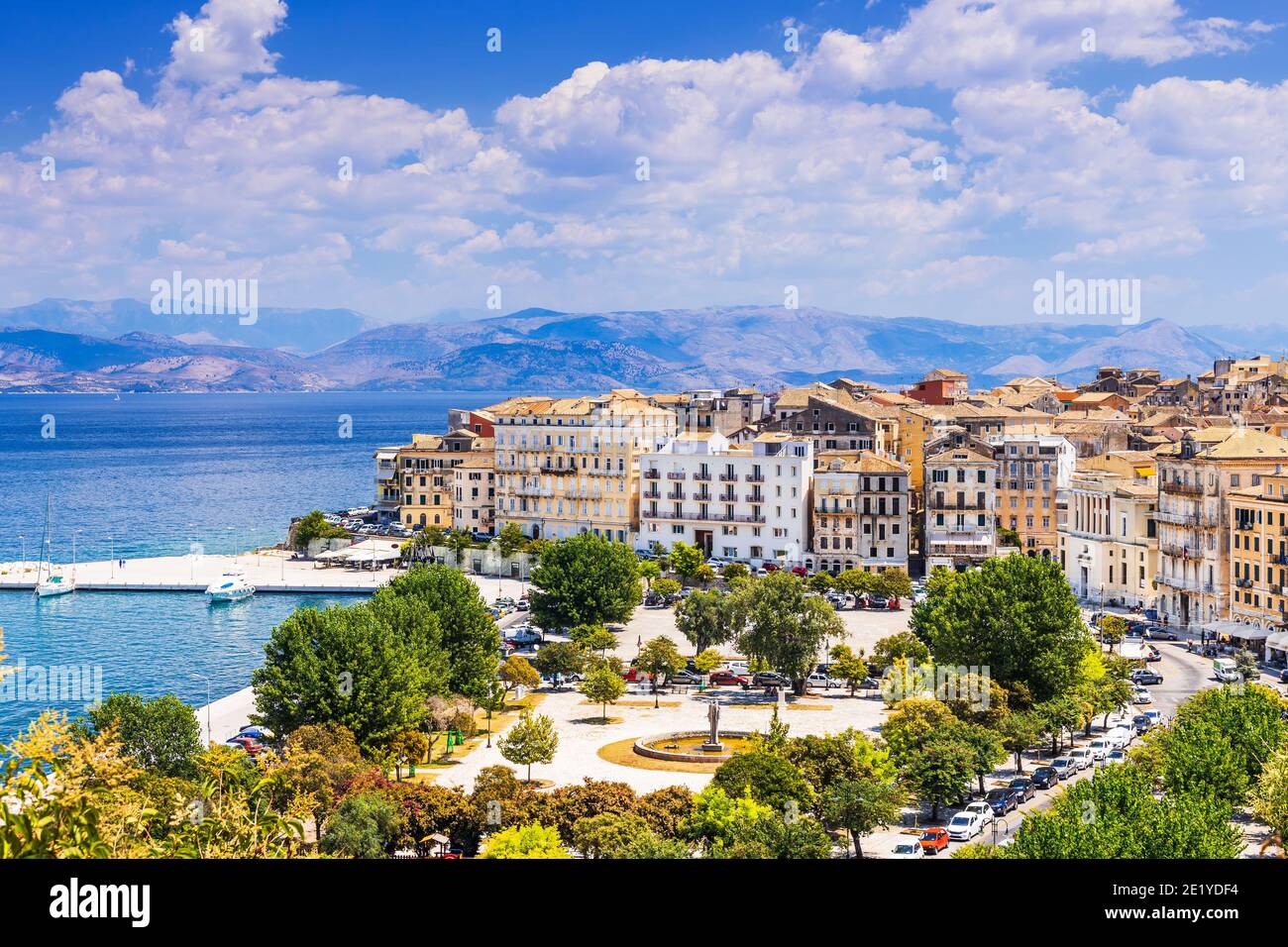 Corfu, Greece. Panoramic view of Old Town as seen from New Fortress. Stock Photo