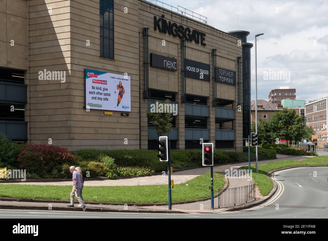 Huddersfield, UK - July 12 2020: An electronic billboard in Huddersfield  displays a social distancing message from Kirklees Council Stock Photo -  Alamy
