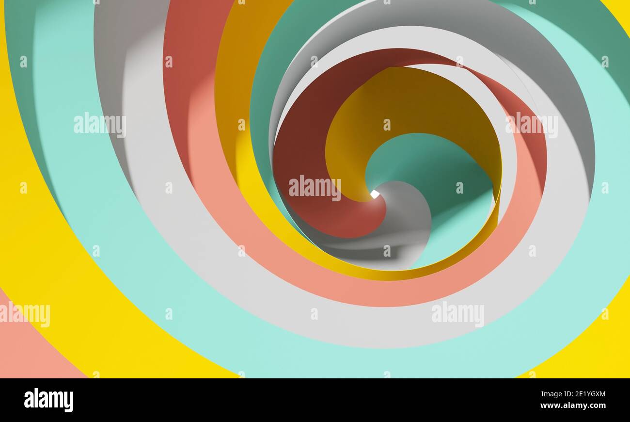 Abstract digital background with colorful spiral tunnel, 3d rendering ...