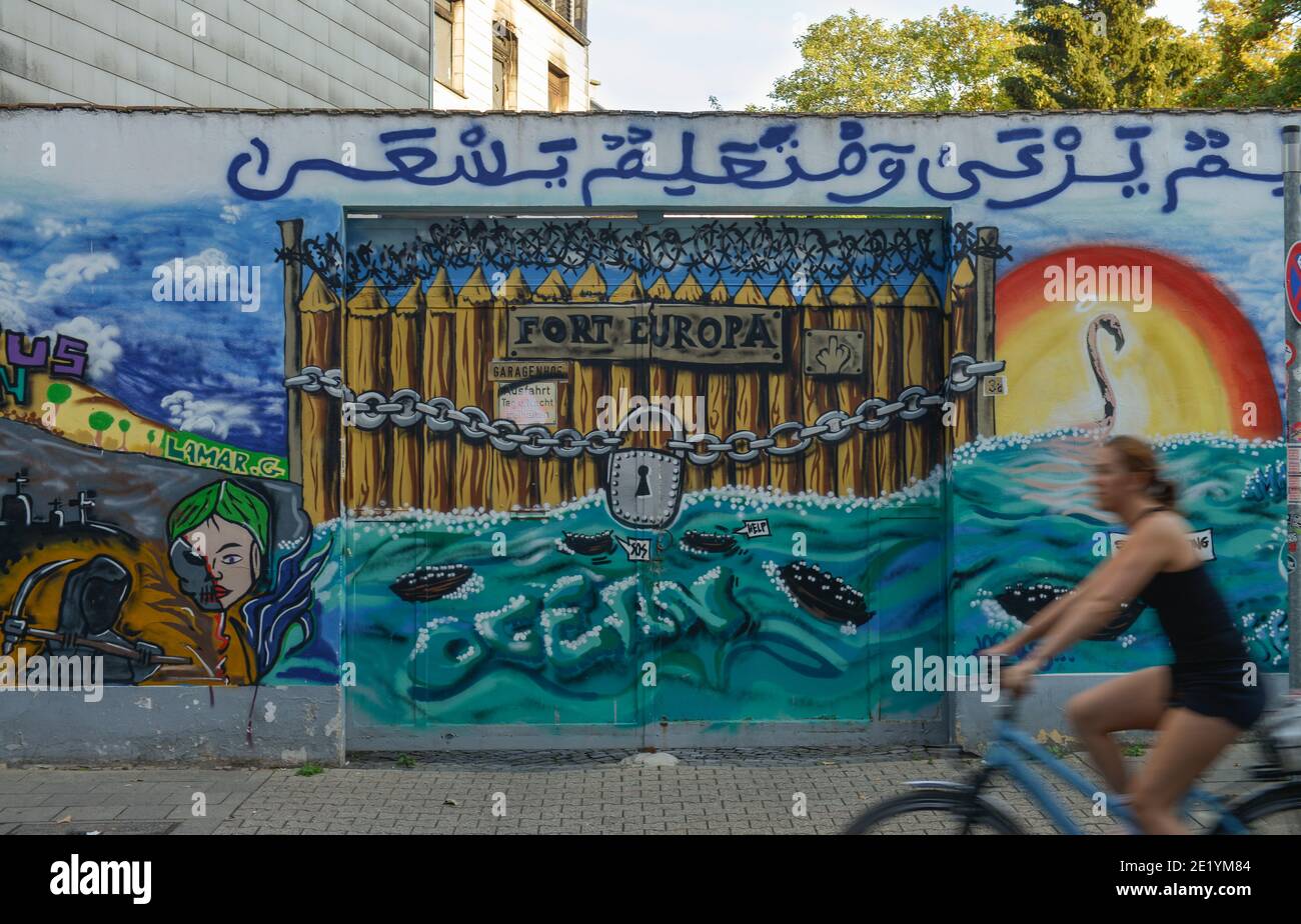 Wandbild Festung Europa, Karlsgraben, Aachen, Nordrhein-Westfalen, Deutschland Stock Photo