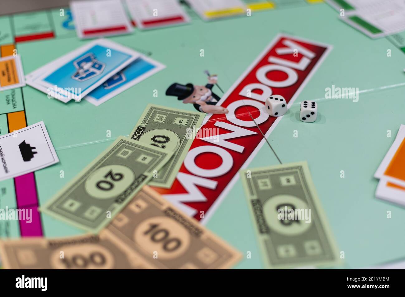 Kiev, Ukraine - December 6, 2020: playing board for game monopoly Stock Photo