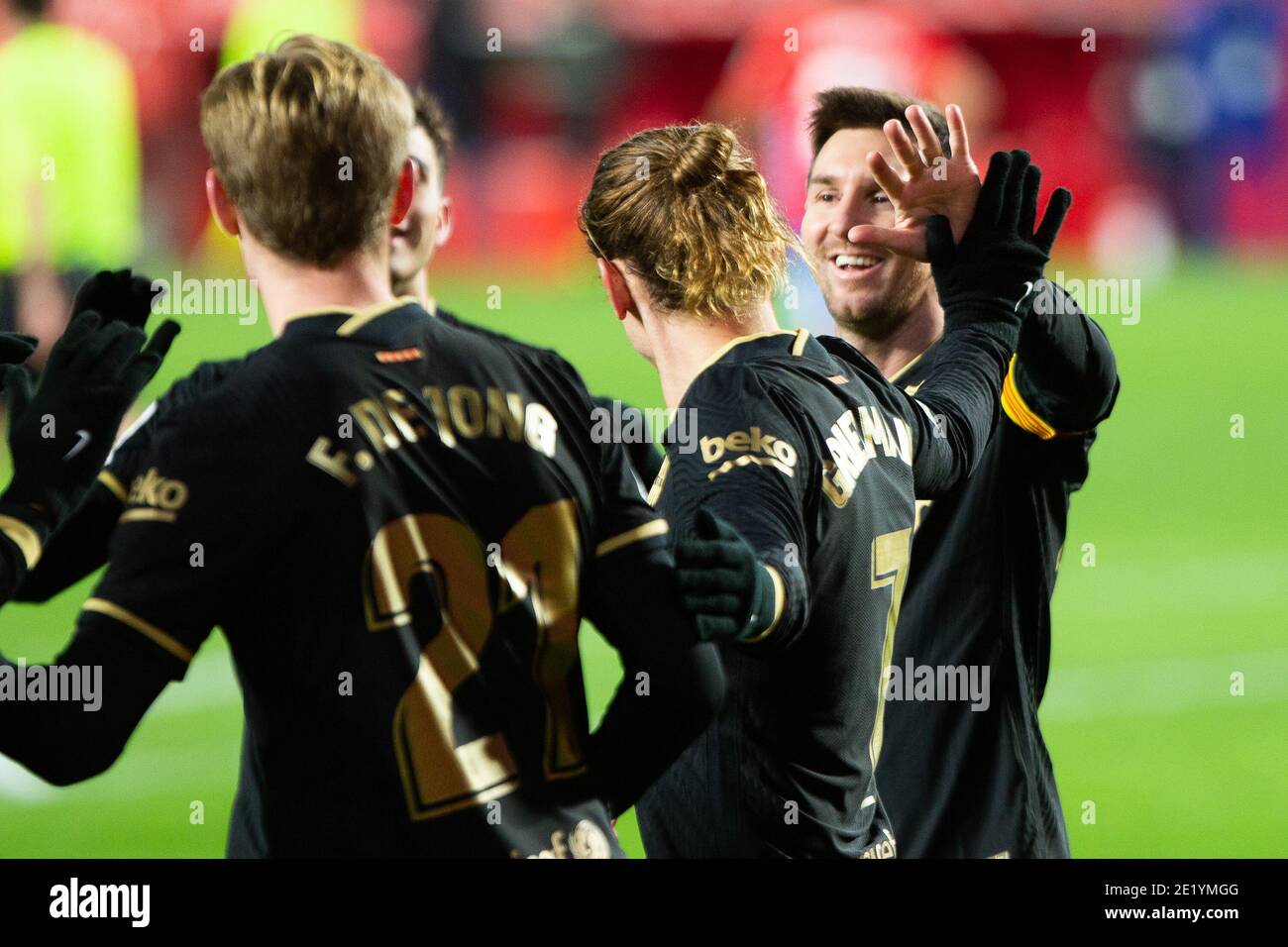 Antoine Griezmann of Barcelona celebrates after his goal with Lionel ...