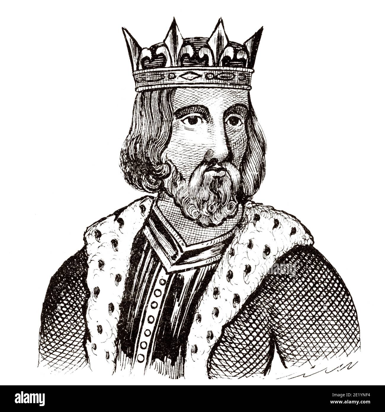 Portrait of Charles V the Wise (1337 - 1380). King of France from 1364 to 1380. House of Valois. History of France, from the book Atlas de la France 1842 Stock Photo
