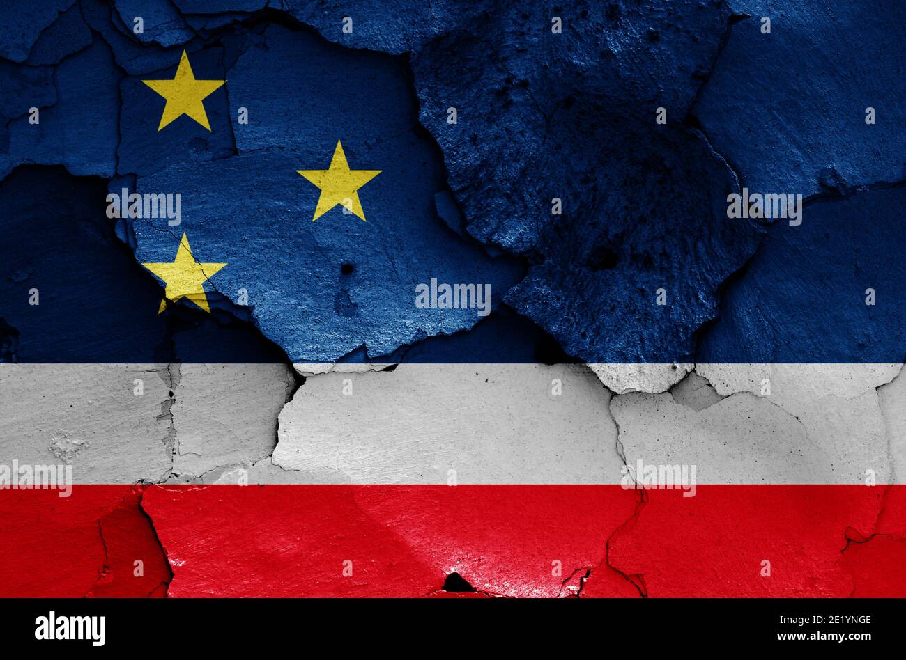 flag of Gagauzia painted on cracked wall Stock Photo