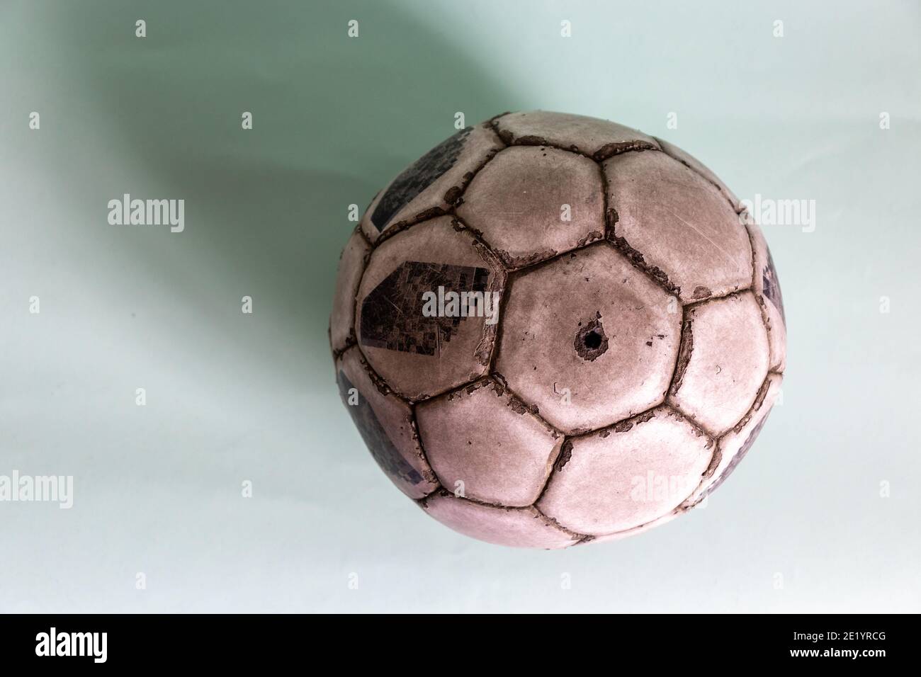 old soccer ball isolated background Stock Photo