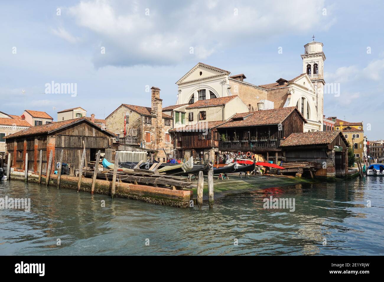 Squero di San Trovaso traditional boatyard making gondolas in the sestiere of Dorsoduro, Venice, Italy Stock Photo
