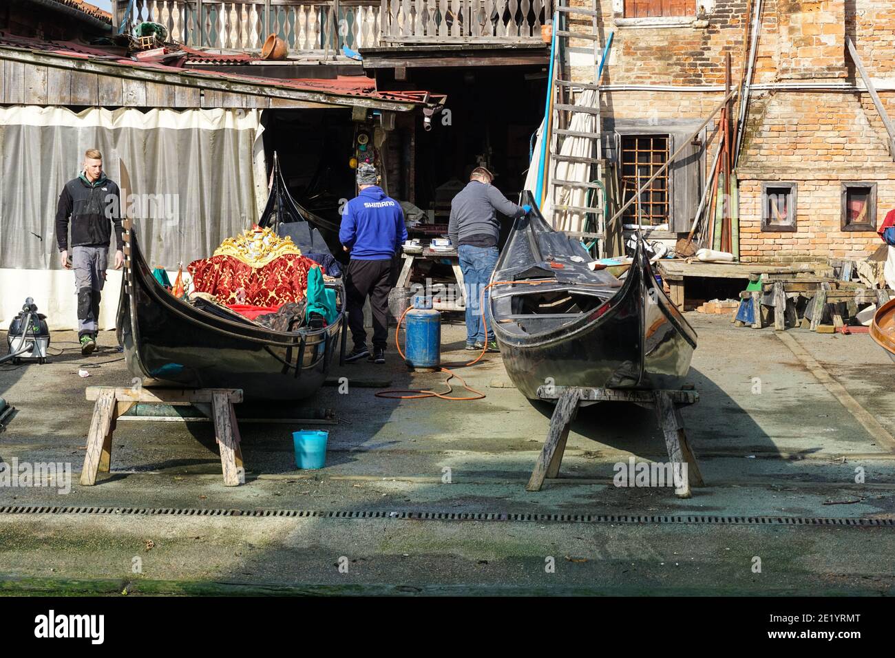 Squero di San Trovaso traditional boatyard making gondolas in the sestiere of Dorsoduro, Venice, Italy Stock Photo