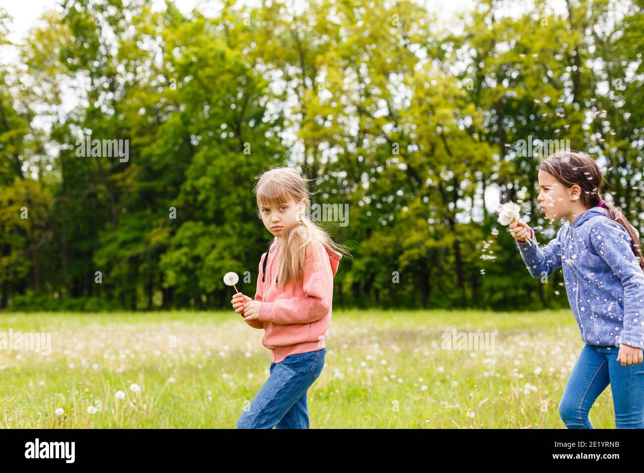 Cute little girl on the meadow in summer day Stock Photo - Alamy