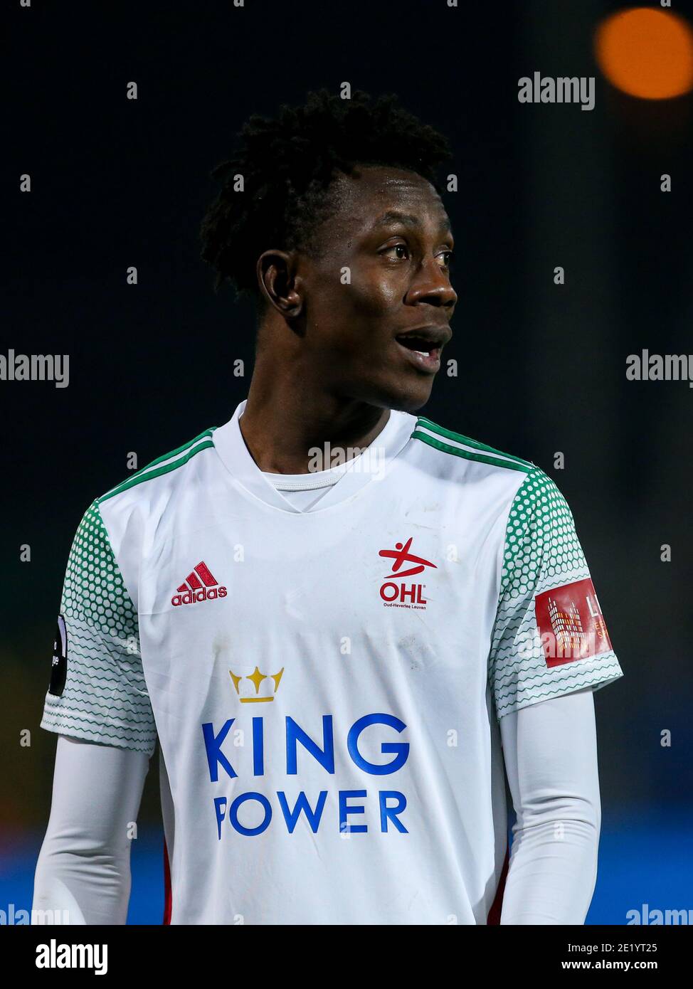 LEUVEN, BELGIUM - JANUARY 10: L-R: Kamal Sowah of OH Leuven during the Pro League match between OH Leuven and RSC Anderlecht at Stayen on January 10, Stock Photo