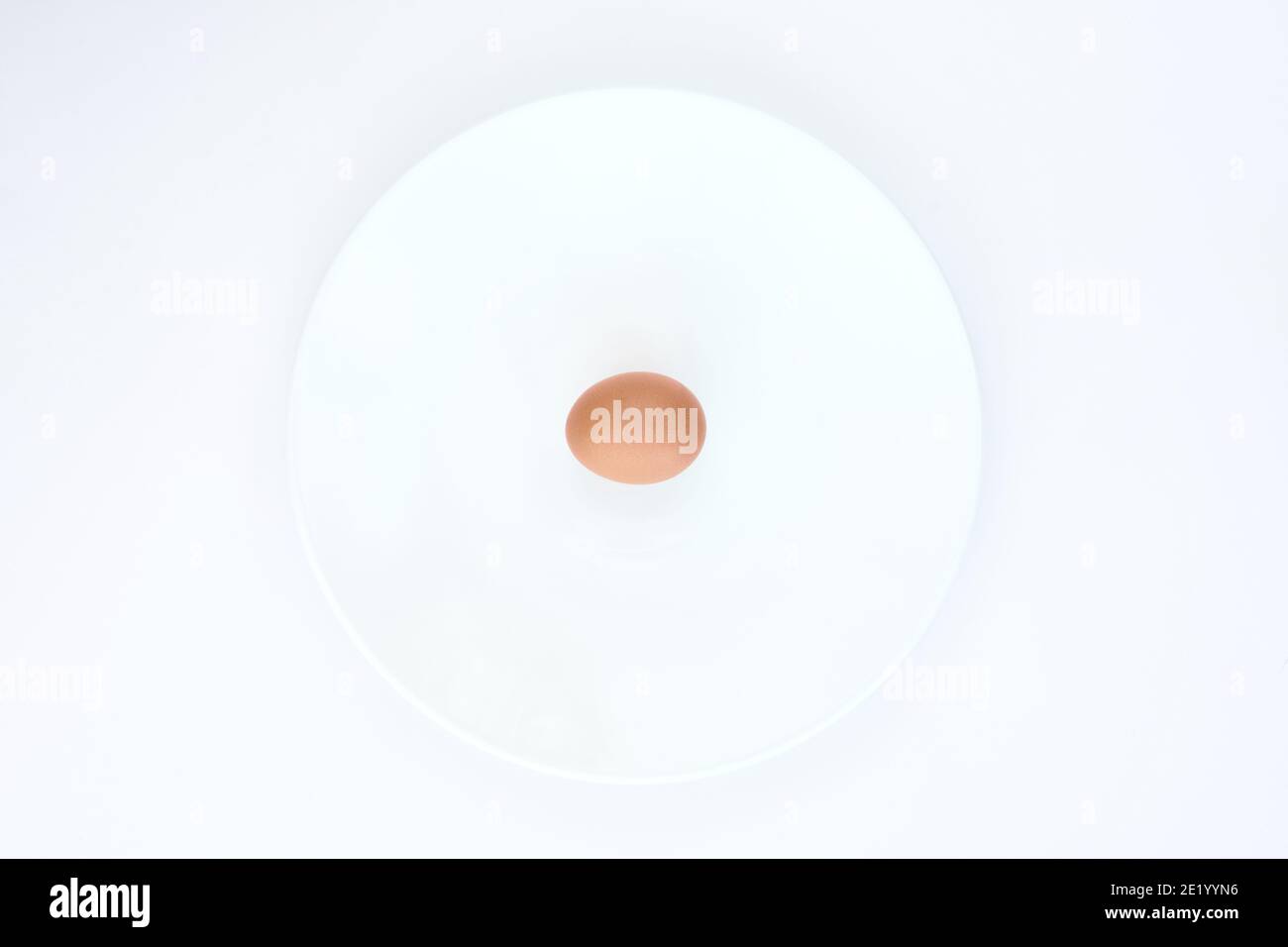 Isolated egg on a white plate on a white background Stock Photo