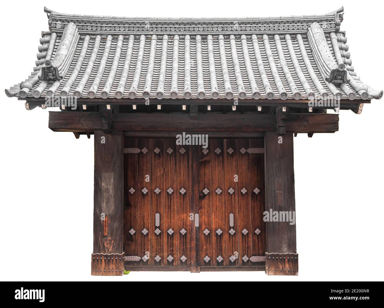Wooden traditional entrance or gate to the monastery Stock Photo