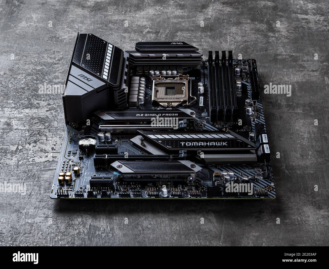 Varna, Bulgaria, January 09, 2021. Gaming motherboard MSI MAG Z490