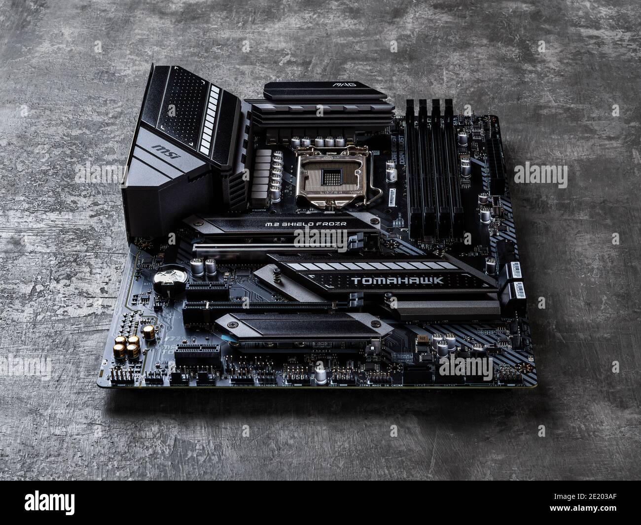 Varna, Bulgaria, January 09, 2021. Gaming motherboard MSI MAG Z490 TOMAHAWK  on a dark background. Modern desktop PC hardware components Stock Photo -  Alamy