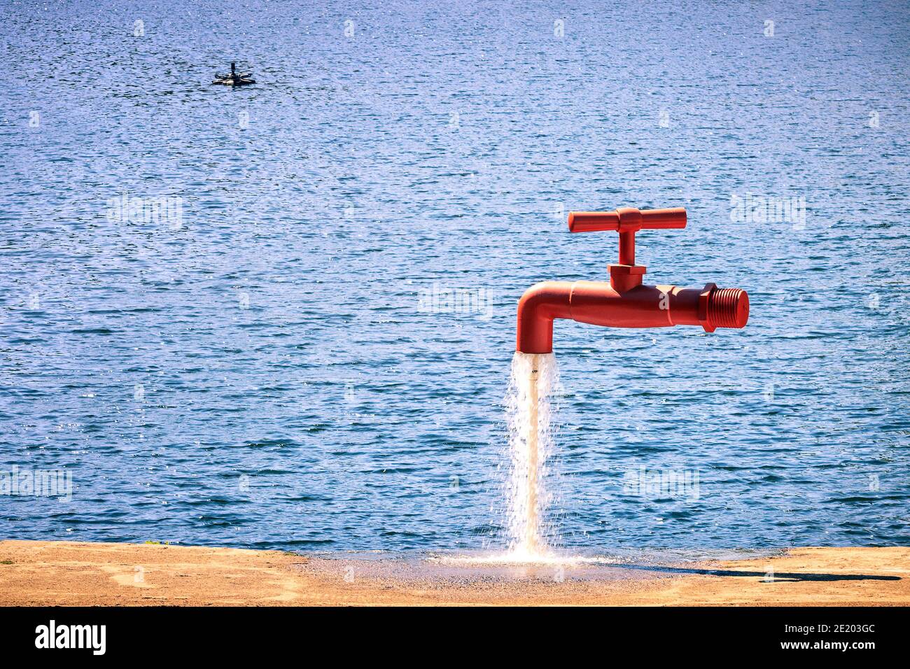 Termas de São Pedro do Sul, Portugal - August 5, 2020: Fountain with the  shape of a giant red faucet pouring water Stock Photo - Alamy