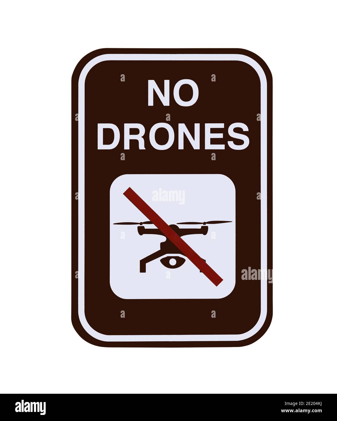 No drones warning sign isolated on white. Stock Photo
