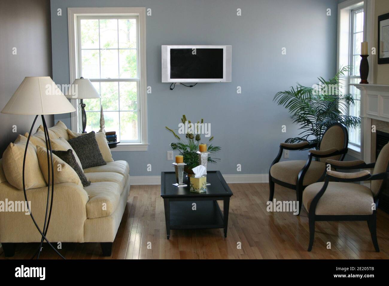 Elegant modern living room ready for entertaining Stock Photo