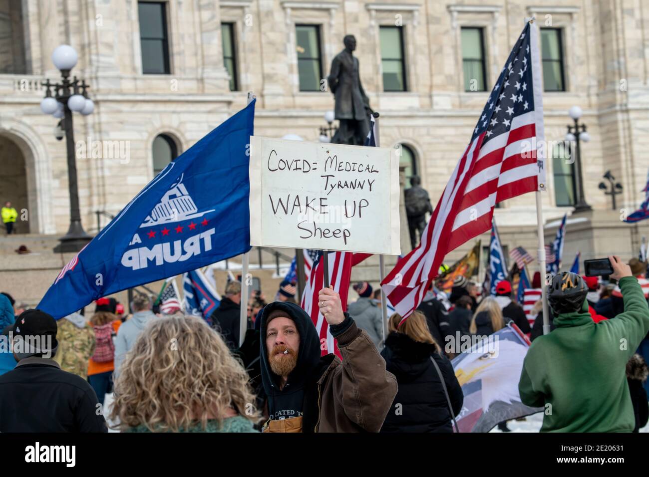 St. Paul, Minnesota. State capitol. Donald Trump  supporters gathered to protest against the certification of Joe Biden as the winner of the president Stock Photo