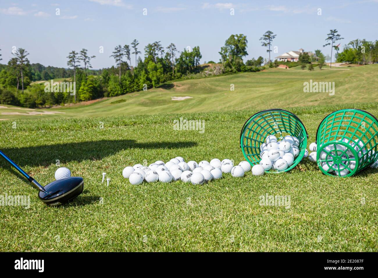 Alabama Greenville Cambrian Ridge Golf Course,Robert Trent Jones Golf Trail club balls practice driving range,golfer, Stock Photo