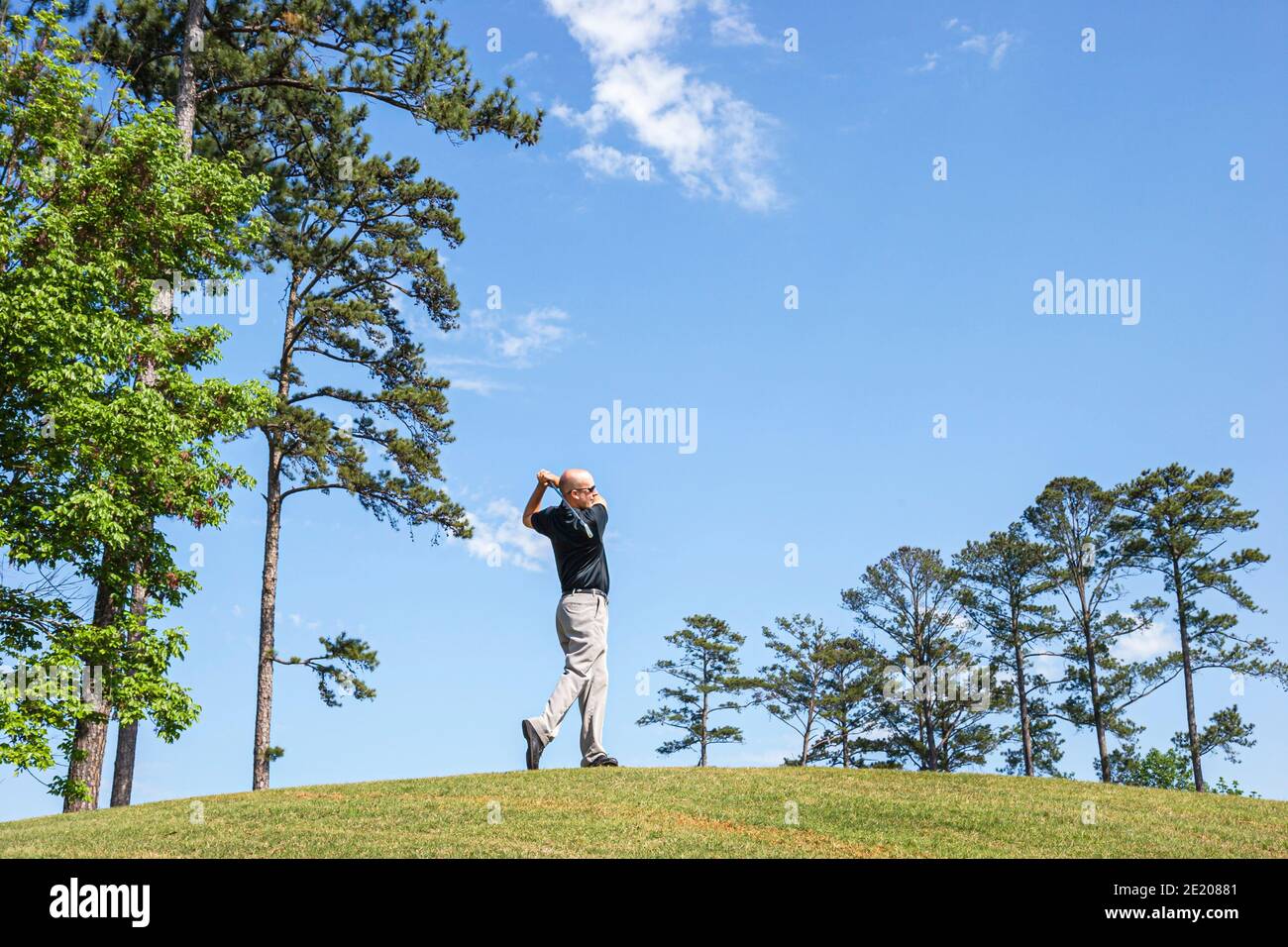Alabama Greenville Cambrian Ridge Golf Course,Robert Trent Jones Golf Trail golfer player man fairway,swings hits, Stock Photo