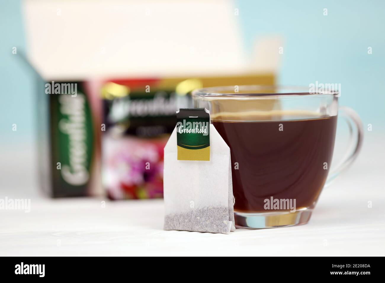 KHARKOV, UKRAINE DECEMBER 8, 2020 Greenfield Spring Melody tea bags