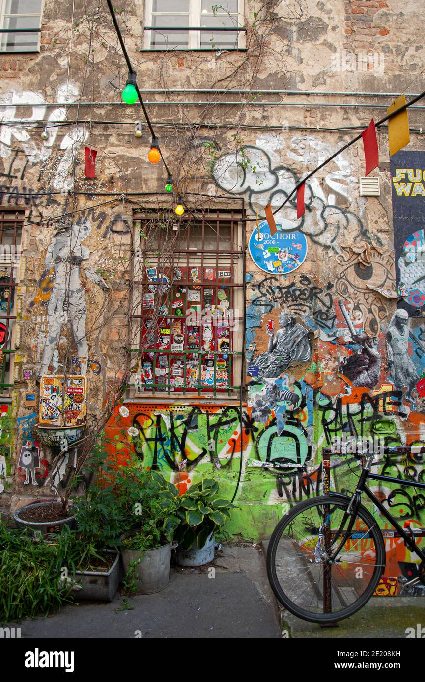Street art at Haus Schwarzenberg, an alley which is hidden at the back of a small courtyard, in the heart of Berlin's central Mitte district. Stock Photo