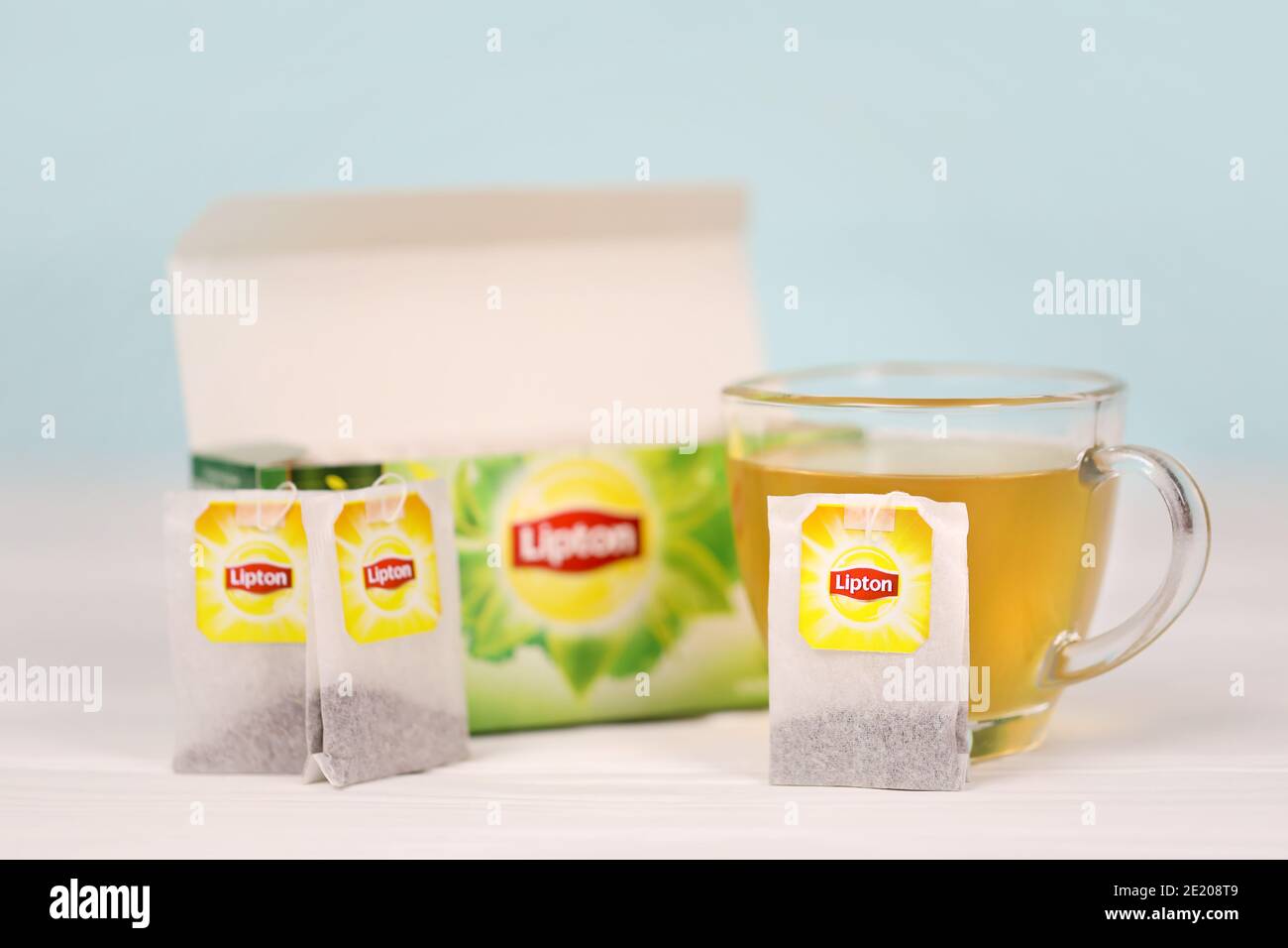 KHARKOV, UKRAINE DECEMBER 8, 2020 Lipton classic green tea bags