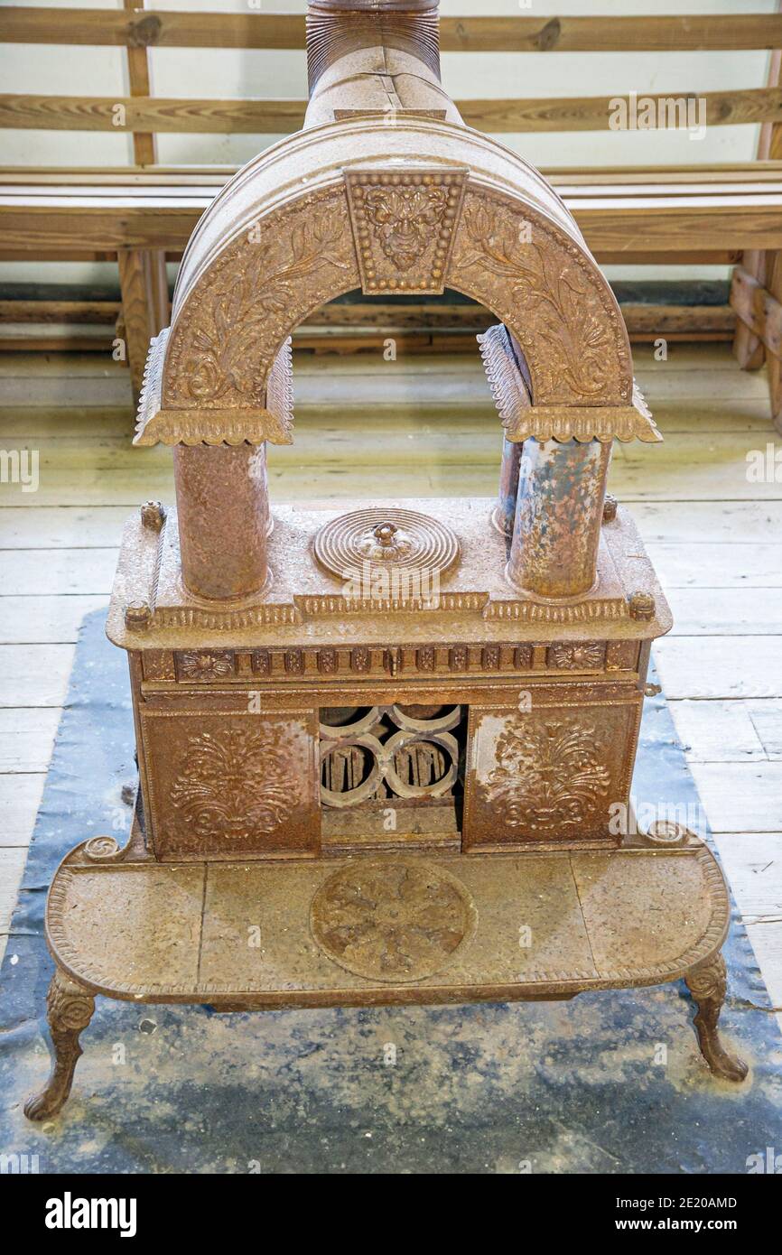 Alabama Perdue Hill Masonic Lodge No. 3 built 1824,inside interior antique stove Stock Photo Alamy