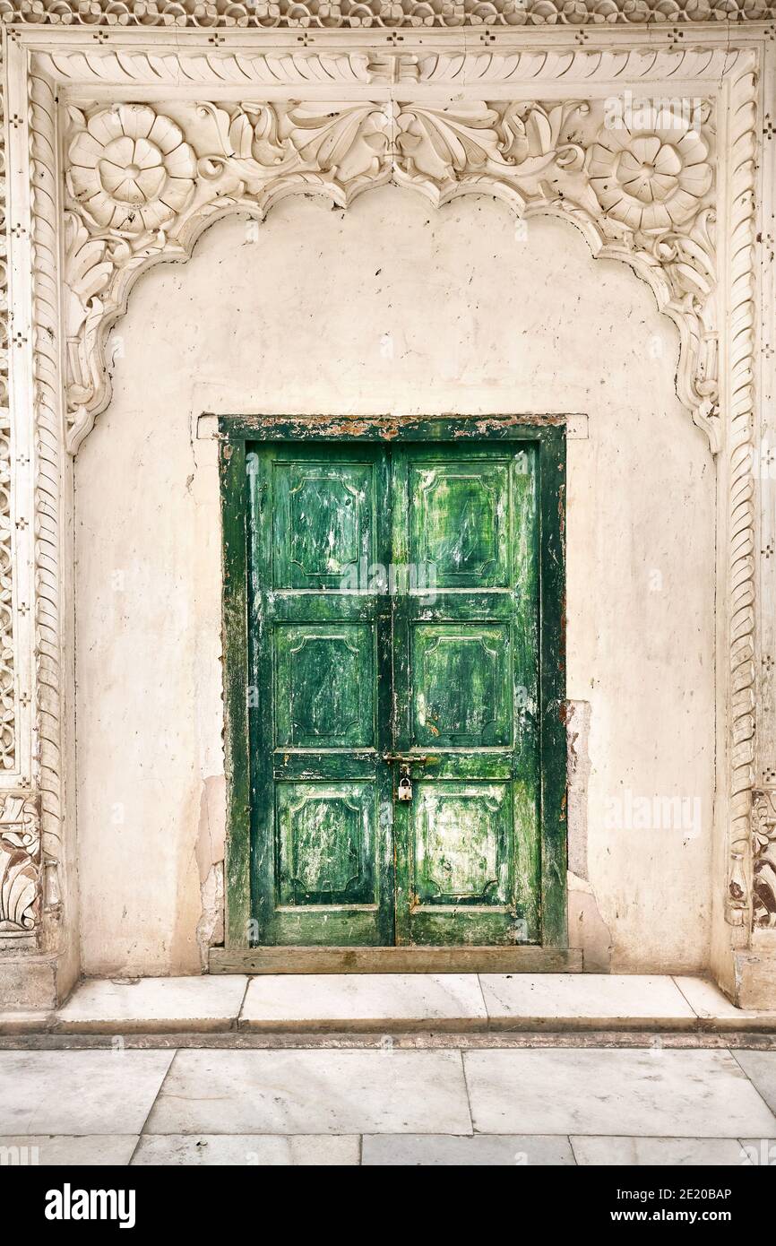 The Green Gate in Palace museum of Jodhpur city, Rajasthan, India. Stock Photo