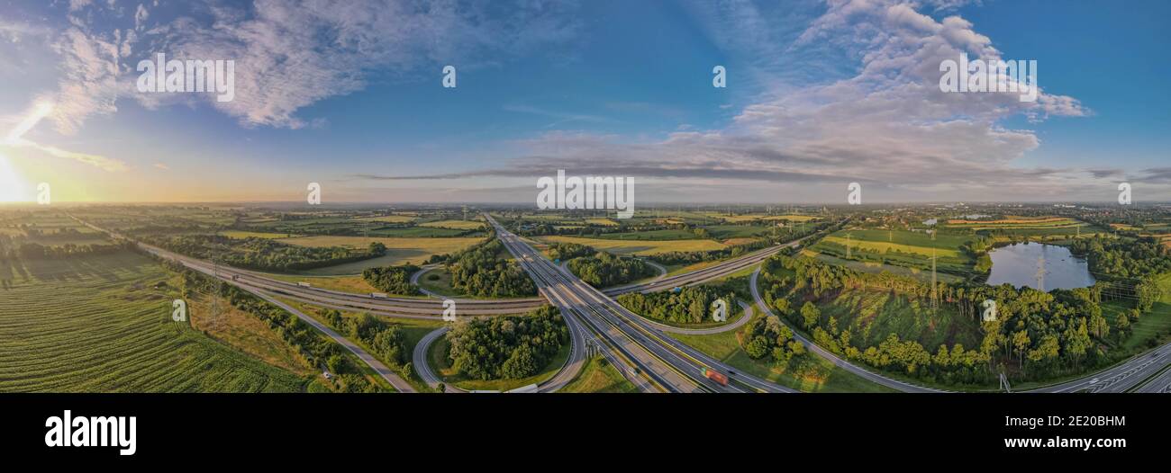 Aerial view of the German motorway bridge A7, near Rendsburg, Germany. Stock Photo