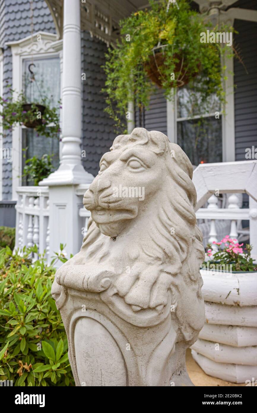 Alabama Troy College Street historic Victorian style home,lion's head ornament, Stock Photo