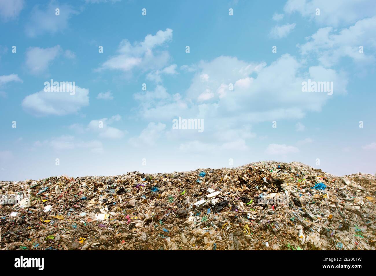 Pollution concept. Garbage pile in trash dump or landfill. Stock Photo