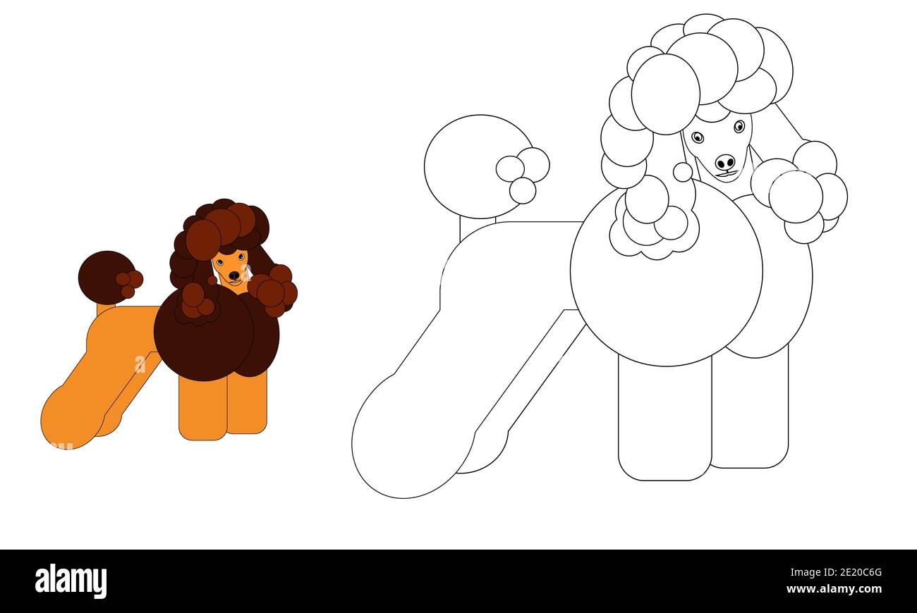Coloring Cute Cartoon Dog Poodle Coloring Book Or Cartoon Page About Funny Dog For Kids Cute Colorful Animal As An Example For Coloring Workshop Fo Stock Photo Alamy