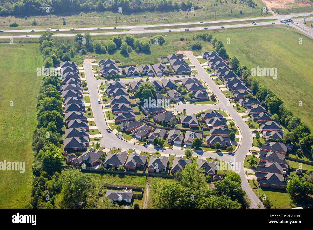 Tuscaloosa Alabama,Wisteria Drive aerial overhead view,houses homes
