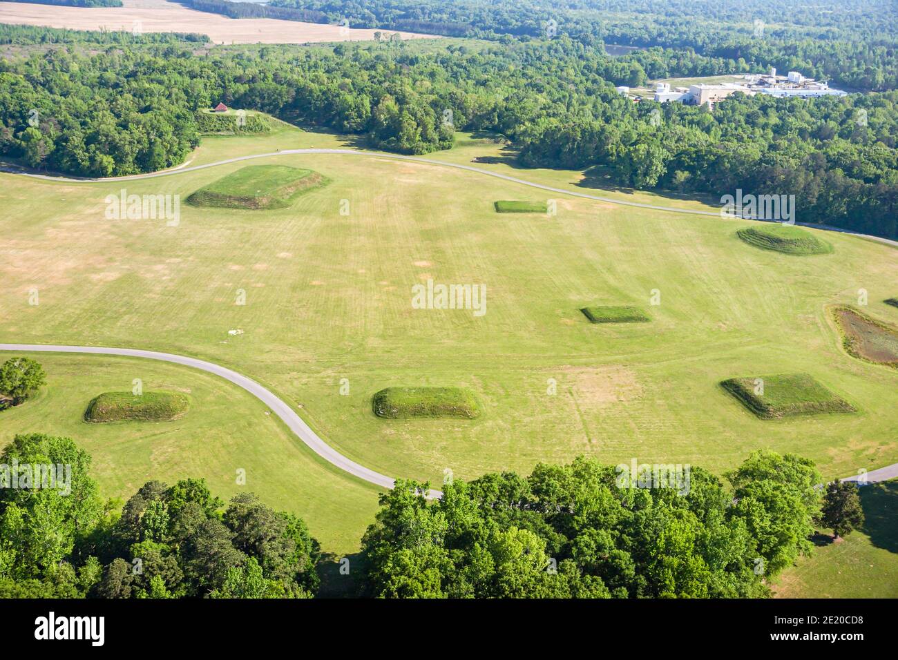 Aerial overhead view from above platform mounds plaza hires stock