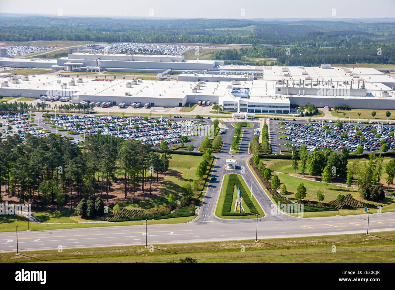 Alabama Vance Mercedes Benz German SUV manufacturing plant,aerial overhead view, Stock Photo