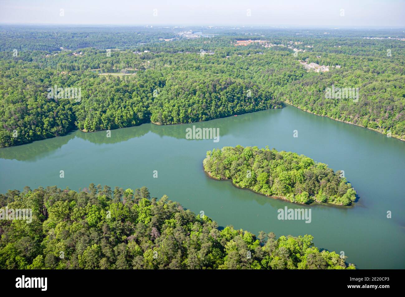 Tuscaloosa Alabama,Lake Harris island aerial overhead view, Stock Photo