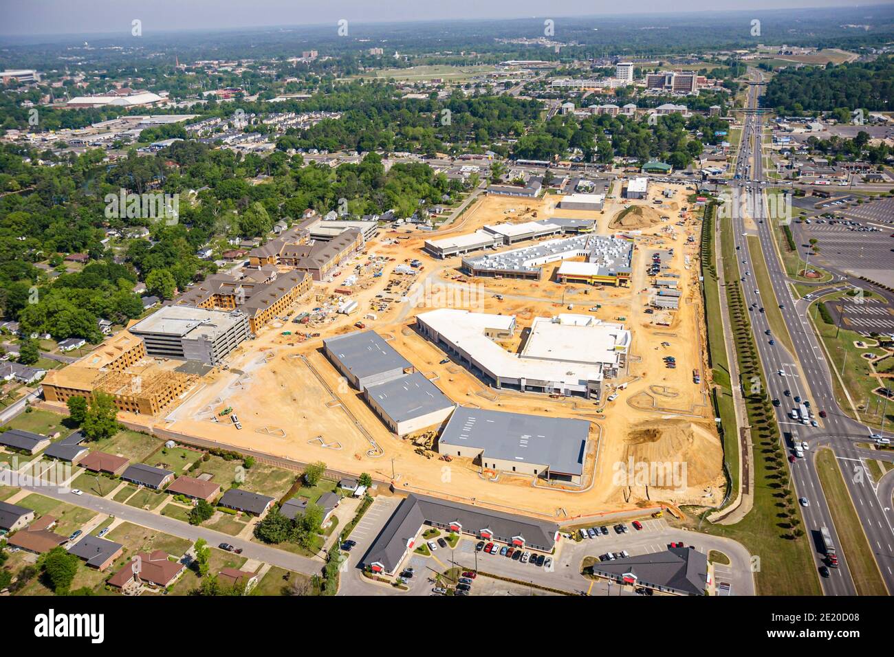Tuscaloosa Alabama,aerial overhead view,under construction site new shopping center centre mall,residential condominium buildings, Stock Photo