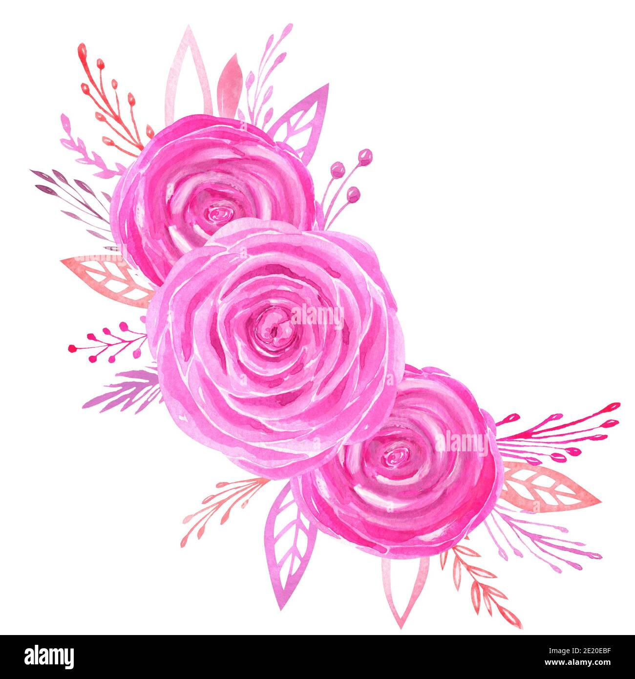 Watercolor roses Flowers Clipart Summer pink floral clip art. Wedding  ivitation, card making, greeting card Stock Photo - Alamy