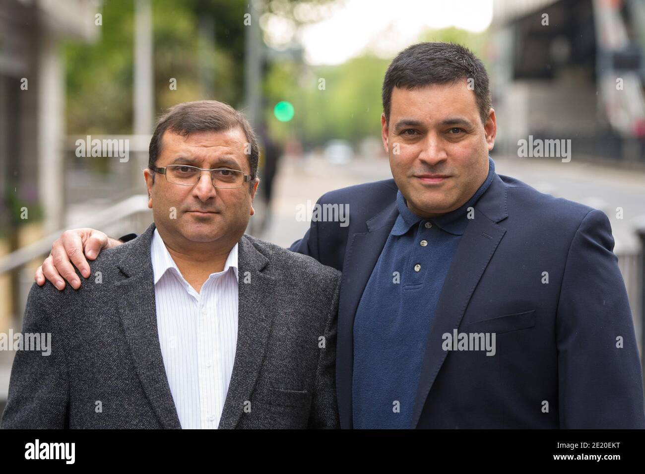 File photo dated 2/5/2017 of Ihsan Bashir (left) with the head of the Docklands victims' campaign group Jonathan Ganesh. The Government has been pressed to 'urgently release' a report into compensation for victims of IRA attacks linked to Libyan explosives. Shadow Northern Ireland secretary of state Louise Haigh made the call on behalf of victims of the 1996 Docklands bombings in London. Stock Photo